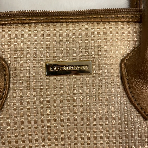 Liz Claiborne weave purse. Beige & brown, cross body strap, great condition. - Picture 6 of 8